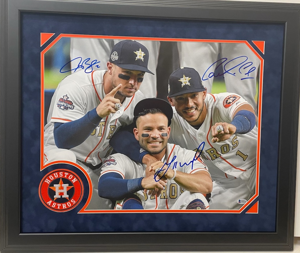 Carlos Correa Autographed and Framed White Astros Jersey
